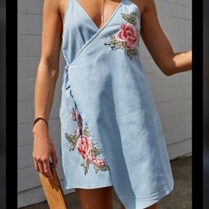 The vintage shop wrap dress. Boho style with flower embellishments large